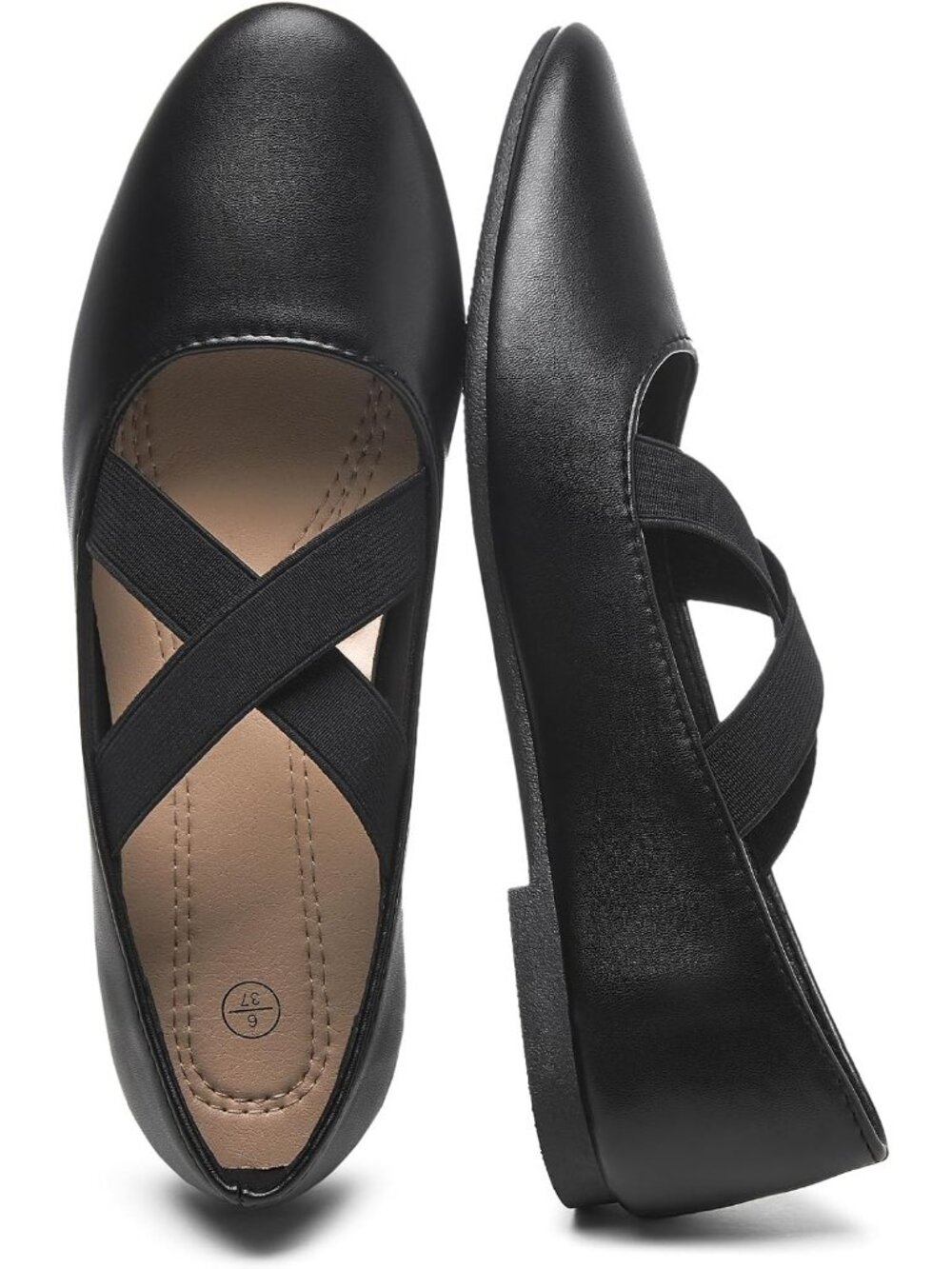 Women's Black Ballet Mary Jane Flats Shoes Black Flats Comfortable Dress Shoes